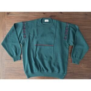 Sovrano Sweater Mens XL XXL Green Wool Acrylic Crewneck Knit Italy Vintage Retro